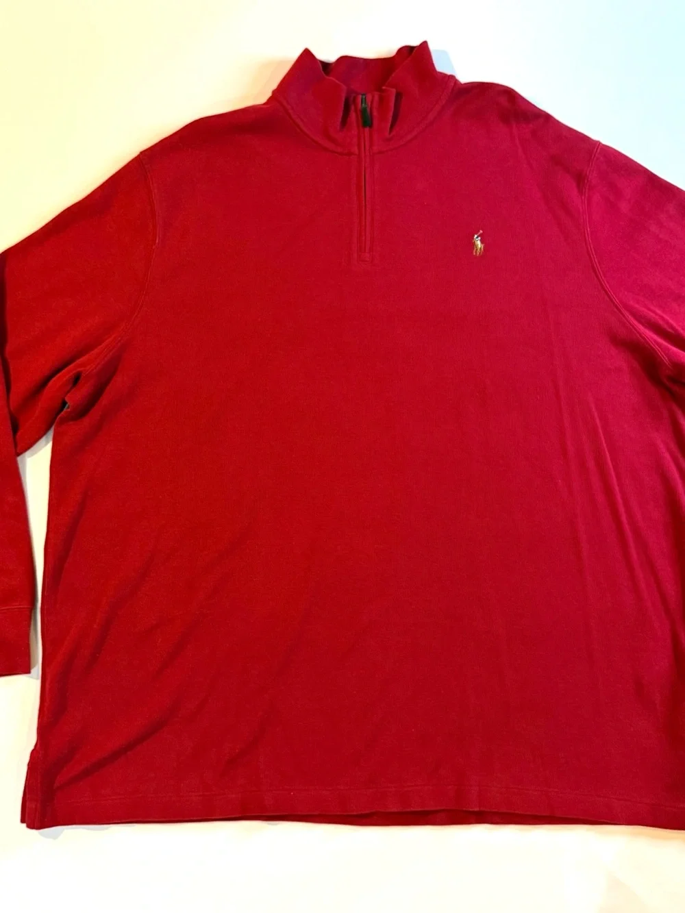 Polo Ralph Lauren Sweater Mens XXL Red Estate Rib 1/4 Zip Mock Neck Pullover